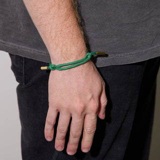 Green Cord Bracelet - Nickel & Suede