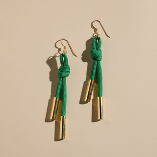 Green Denver Cord Earring - Nickel & Suede