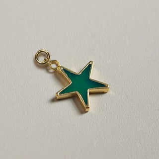 Green Onyx Star Charm - Nickel & Suede