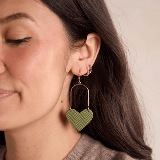 Green Palm Heartthrobs - Nickel & Suede