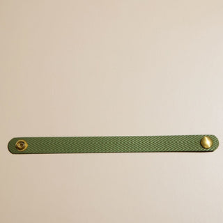 Green Palm Thin Leather Cuff Bracelet - Nickel & Suede