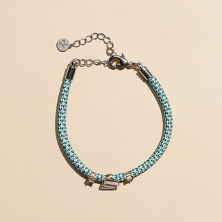 Green & White Luxe Minimalist Cord Bracelet - Nickel & Suede