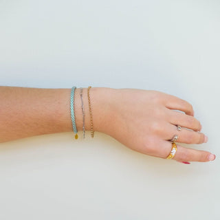 Green & White Minimalist Cord Bracelet - Nickel & Suede