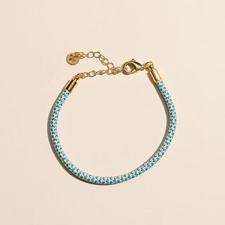 Green & White Minimalist Cord Bracelet - Nickel & Suede