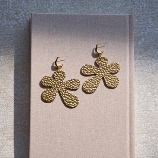 Hammered Gold Poppy - Nickel & Suede