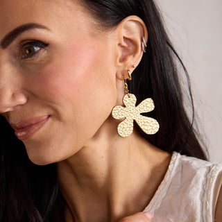 Hammered Gold Poppy - Nickel & Suede