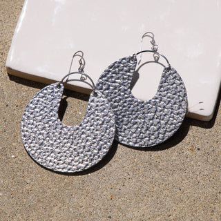 Hammered Silver Leos - Nickel & Suede