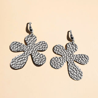 Hammered Silver Poppy - Nickel & Suede