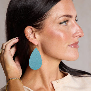 Harbor Teal Teardrops - Nickel & Suede