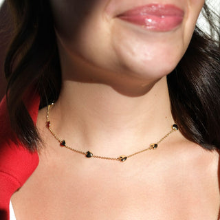 Heart Delicate Saturn Chain Necklace - Nickel & Suede