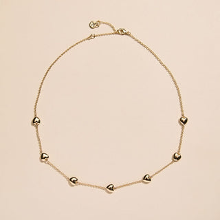 Heart Delicate Saturn Chain Necklace - Nickel & Suede
