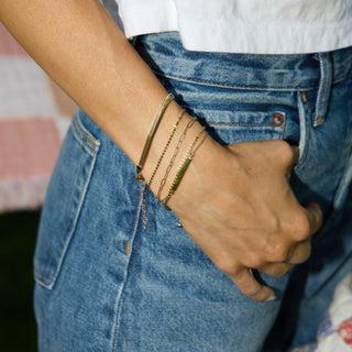 Herringbone Bracelet - Nickel & Suede