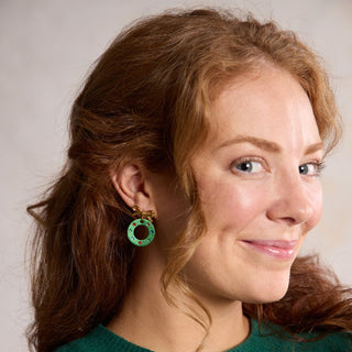 Holiday Wreath Earrings - Nickel & Suede