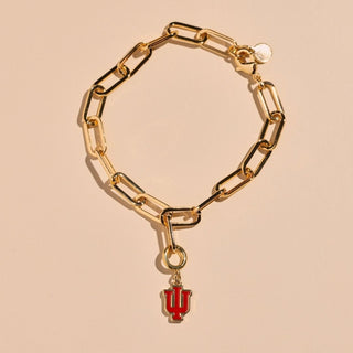 Indiana University Charm Bracelet - Nickel & Suede