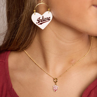Indiana University Enamel Charm - Nickel & Suede