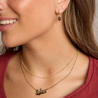 Indiana University Script Necklace - Nickel & Suede
