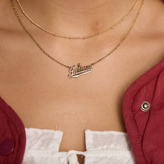 Indiana University Script Necklace - Nickel & Suede