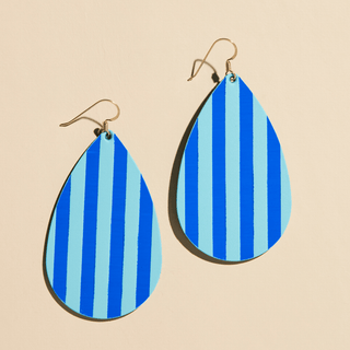 Island Stripe Leather Teardrop Earrings - Nickel & Suede
