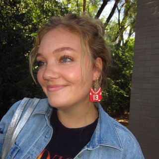 Kansas City Football Jersey Earrings #13 & #87 - Nickel & Suede