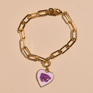 Kansas State University Charm Bracelet - Nickel & Suede