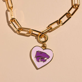 Kansas State University Charm Bracelet - Nickel & Suede
