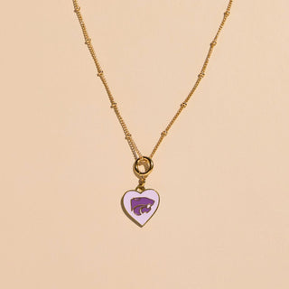 Kansas State University Charm Necklace - Nickel & Suede