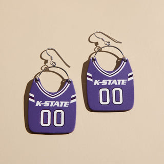 Kansas State University Football Jersey Earrings - Nickel & Suede