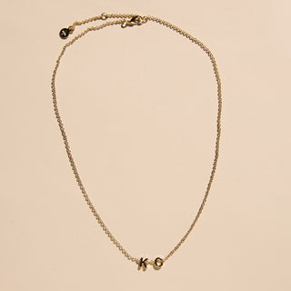 KC Initial Necklace - Nickel & Suede