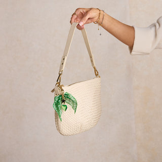 Kelly Green Bandana Bag Charm - Nickel & Suede