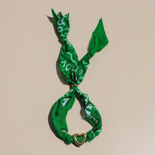 Kelly Green Bandana Bolo Bracelet - Nickel & Suede