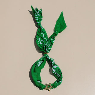 Kelly Green Bandana Bolo Bracelet - Nickel & Suede