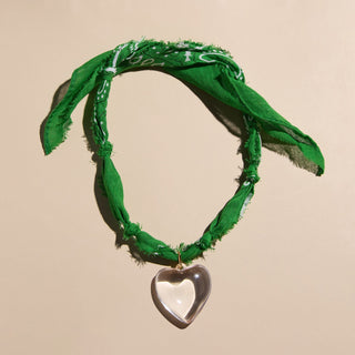 Kelly Green Bandana Necklace - Nickel & Suede
