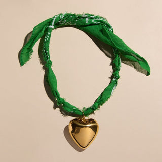 Kelly Green Bandana Necklace - Nickel & Suede