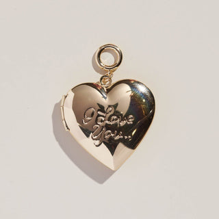 Large Heart Locket - Nickel & Suede