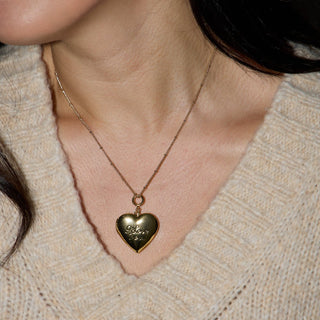 Large Heart Locket - Nickel & Suede