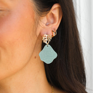 Laurel Green Adella Petal Leather Earrings - Nickel & Suede