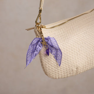 Lavender Bandana Bag Charm - Nickel & Suede