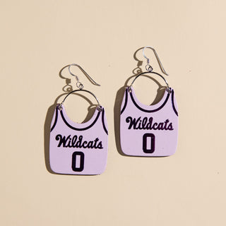 Lavender Kansas State University Basketball Jersey Earrings - Nickel & Suede