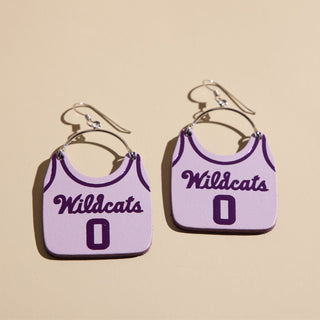 Lavender Kansas State University Basketball Jersey Earrings - Nickel & Suede