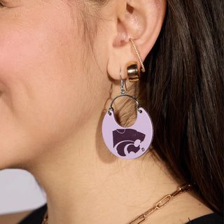 Lavender Kansas State University Wildcat Nina Leather Hoop Earrings - Nickel & Suede