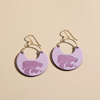 Lavender Kansas State University Wildcat Nina Leather Hoop Earrings - Nickel & Suede