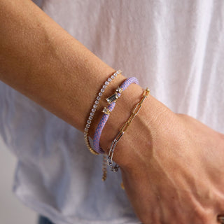 Lavender Luxe Minimalist Cord Bracelet - Nickel & Suede