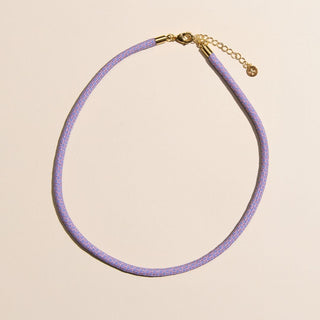 Lavender Minimalist Cord Necklace - Nickel & Suede