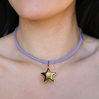 Lavender Minimalist Cord Necklace - Nickel & Suede