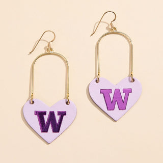Lavender University of Washington Logo Heartthrobs - Nickel & Suede