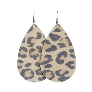 Leopard Teardrops - Nickel & Suede