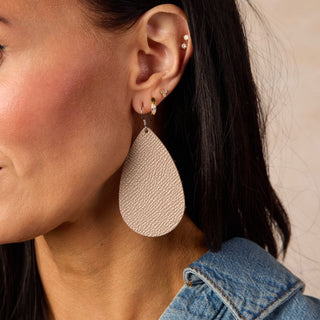 Lip Gloss Leather Teardrop Earrings - Nickel & Suede