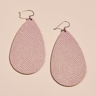 Lip Gloss Leather Teardrop Earrings - Nickel & Suede