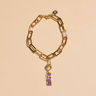 LSU Charm Bracelet - Nickel & Suede