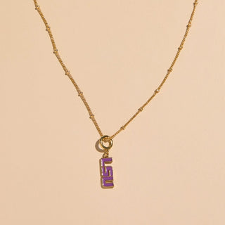 LSU Enamel Charm - Nickel & Suede